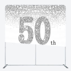 Aperturee - Aperturee Glitter Silver Theme Fabric Backdrop Cover for Birthday