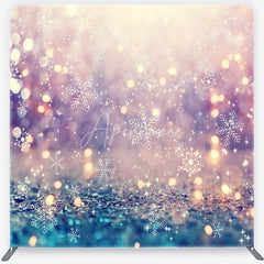 Aperturee - Aperturee Glitter Snowflake Bokeh Square Double-Sided Backdrop Purple Pink Blue Gold Sparkling Winter Decor
