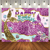 Aperturee - Aperturee Glitter Special Mermaid Tail Birthday Backdrop