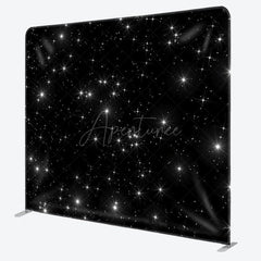 Aperturee - Aperturee Glitter Star Black Fabric Backdrop Cover for Birthday
