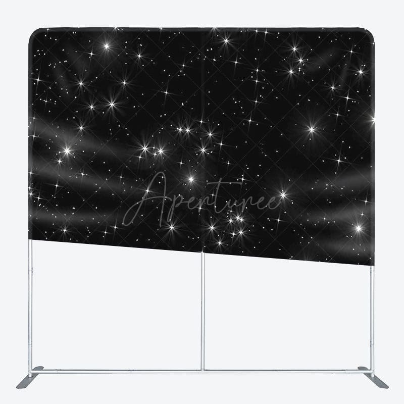 Aperturee - Aperturee Glitter Star Black Fabric Backdrop Cover for Birthday