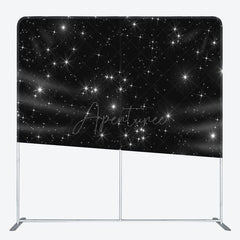 Aperturee - Aperturee Glitter Star Black Fabric Backdrop Cover for Birthday