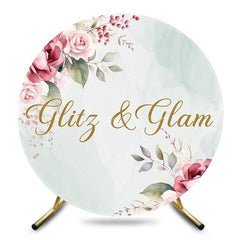 Aperturee - Aperturee Glitz Glam Floral Plant Round Happy Birthday Backdrop