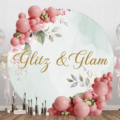 Aperturee - Aperturee Glitz Glam Floral Plant Round Happy Birthday Backdrop