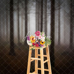 Aperturee - Aperturee Gloomy Misty Dawn Forest Stone Path Forest Backdrop