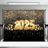 Aperturee - Aperturee Glorious Black Gold Glitter Congrats Grad Backdrop