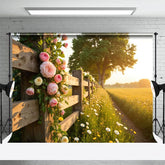 Aperturee - Aperturee Glow Floral Plant Fence Summer Field Photo Backdrop