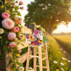 Aperturee - Aperturee Glow Floral Plant Fence Summer Field Photo Backdrop