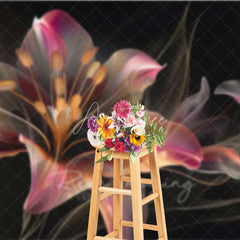 Aperturee - Aperturee Glowing Abstract Lily Backdrop Dark Artistic Flower Photography Background Neon Petal Bloom Photo Booth Prop