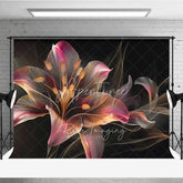 Aperturee - Aperturee Glowing Abstract Lily Backdrop Dark Artistic Flower Photography Background Neon Petal Bloom Photo Booth Prop