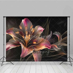 Aperturee - Aperturee Glowing Abstract Lily Backdrop Dark Artistic Flower Photography Background Neon Petal Bloom Photo Booth Prop