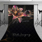 Aperturee - Aperturee Glowing Abstract Lily Sweep Photo Backdrop Dark Artistic Flower Background Neon Petal Bloom Floor Prop