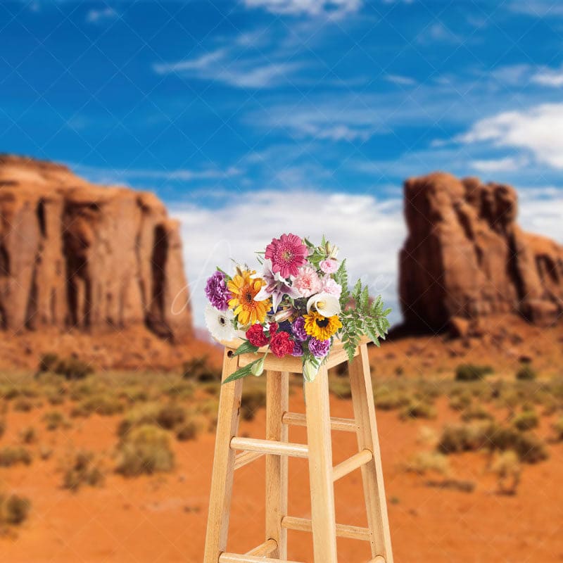 Aperturee - Aperturee Gobi Desert Blue Sky Clouds Photography Backdrop