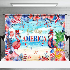 Aperturee - Aperturee God Bless America Summer Beach Flamingo Backdrop