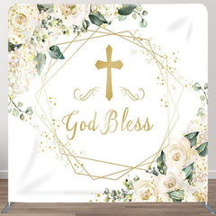 Aperturee - Aperturee God Bless Flower Fabric Backdrop Cover for Wedding