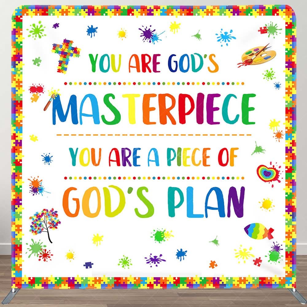 Aperturee - Aperturee Gods Plan Puzzle Birthday Tension Fabric Backdrop