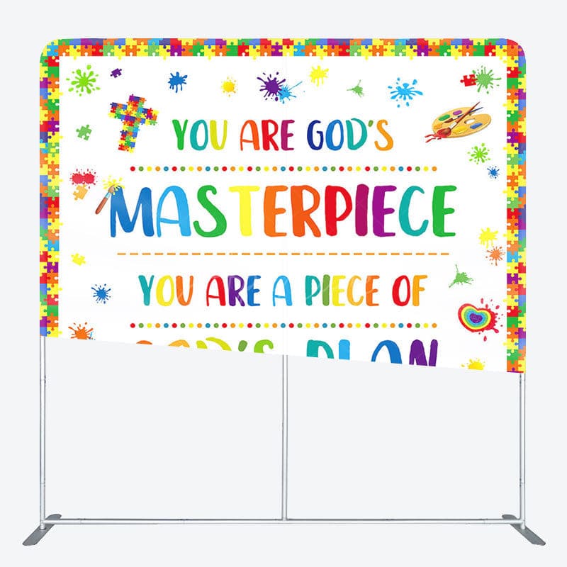 Aperturee - Aperturee Gods Plan Puzzle Birthday Tension Fabric Backdrop
