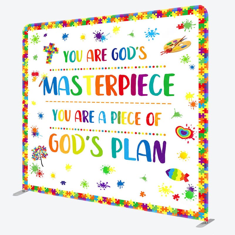 Aperturee - Aperturee Gods Plan Puzzle Birthday Tension Fabric Backdrop