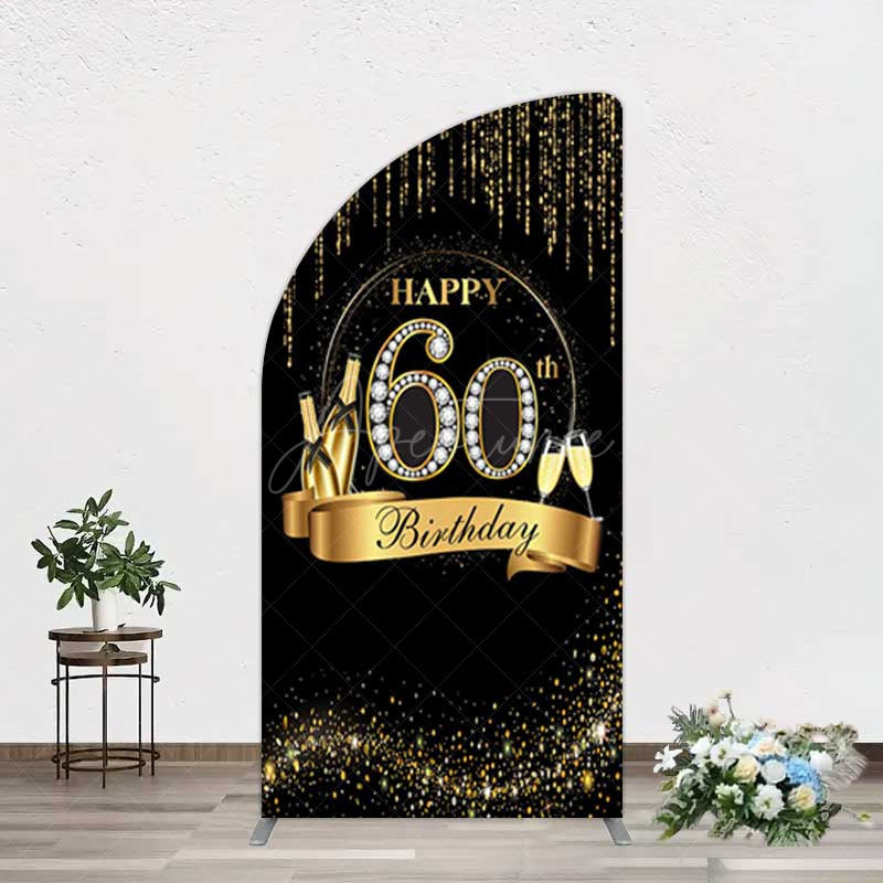 Aperturee Aperturee Gold 60Th Birthday Women Birthday Half Moon Arch Backdrop
