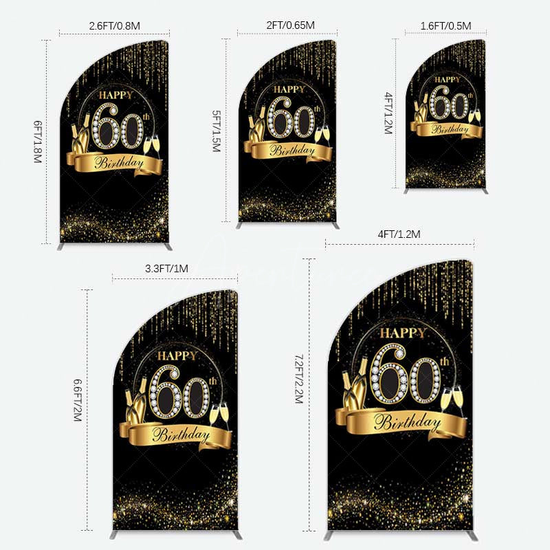 Aperturee Aperturee Gold 60Th Birthday Women Birthday Half Moon Arch Backdrop