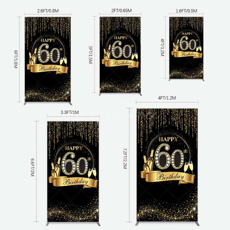 Aperturee Aperturee Gold 60Th Birthday Women Birthday Rectangle Backdrop