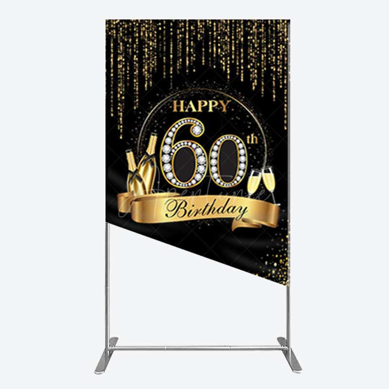 Aperturee Aperturee Gold 60Th Birthday Women Birthday Rectangle Backdrop