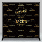 Aperturee - Aperturee Gold and Black Custom Retirement Party Backdrop Personalized Congrats Celebration Decor