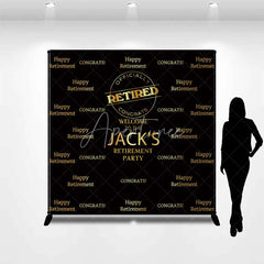 Aperturee - Aperturee Gold and Black Custom Retirement Party Backdrop Personalized Congrats Celebration Decor