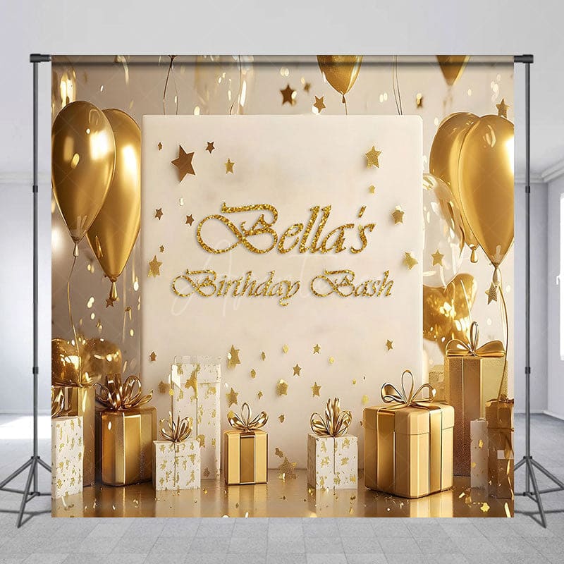 Aperturee - Aperturee Gold Balloon Celebration Custom Birthday Backdrop