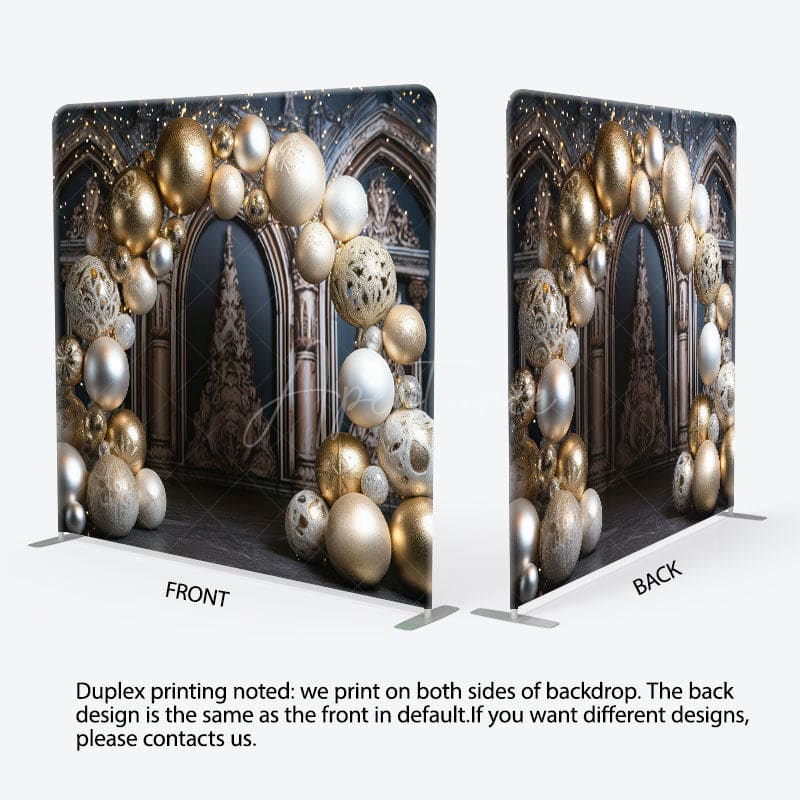 Aperturee - Aperturee Gold Balloon Garland Luxury Square Tension Backdrop