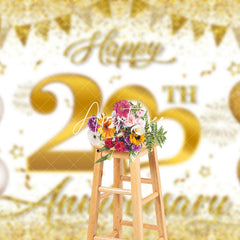 Aperturee - Aperturee Gold Balloon Ribbons Happy 20Th Anniversary Backdrop