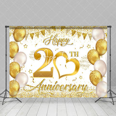 Aperturee - Aperturee Gold Balloon Ribbons Happy 20Th Anniversary Backdrop