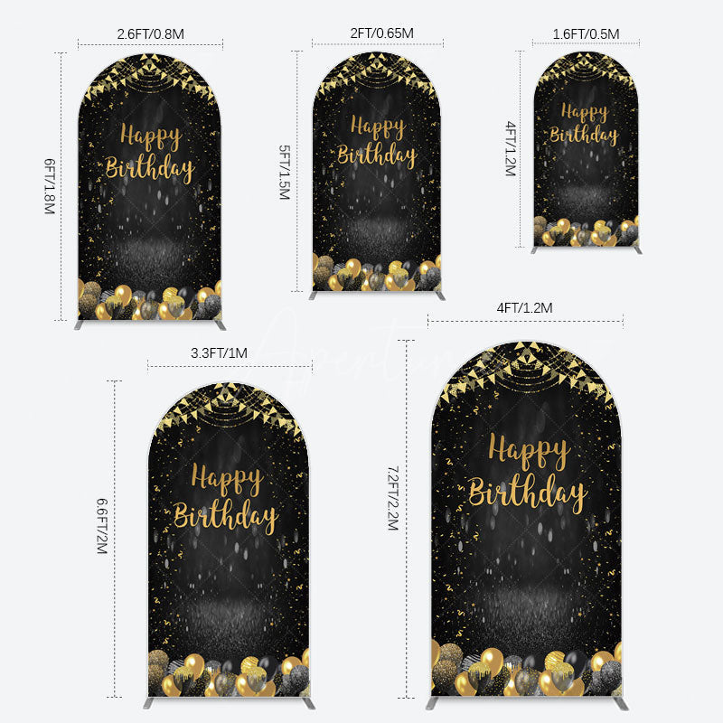 Aperturee - Aperturee Gold Balloons Glitter Bokeh Birthday Arch Backdrop