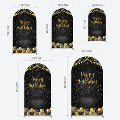 Aperturee - Aperturee Gold Balloons Glitter Bokeh Birthday Arch Backdrop