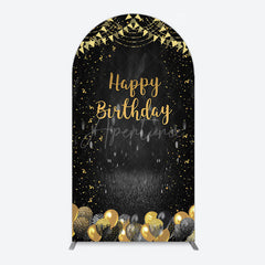 Aperturee - Aperturee Gold Balloons Glitter Bokeh Birthday Arch Backdrop