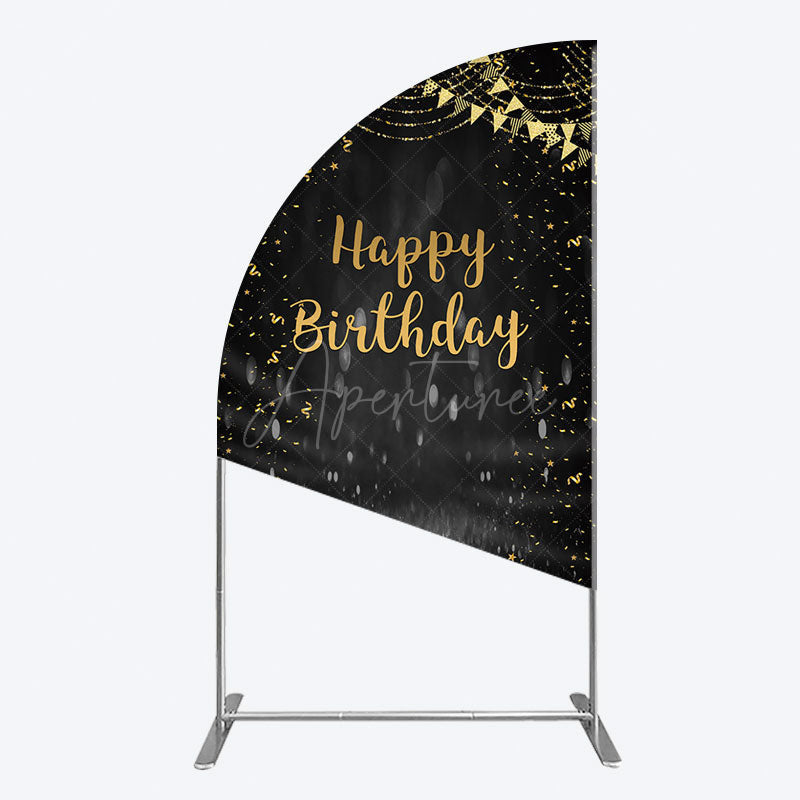 Aperturee - Aperturee Gold Balloons Glitter Bokeh Birthday Half Moon Arch Backdrop