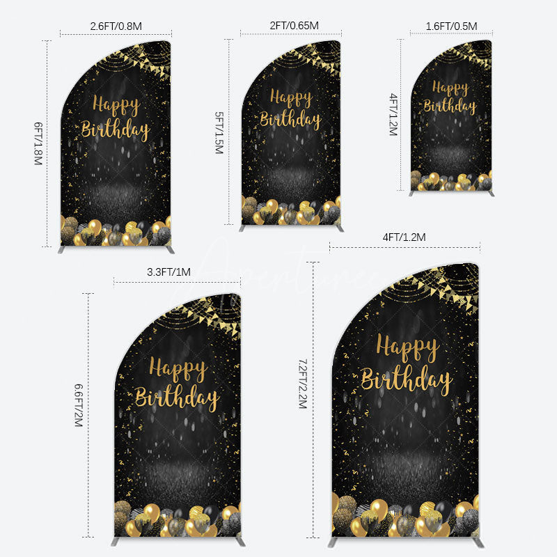 Aperturee - Aperturee Gold Balloons Glitter Bokeh Birthday Half Moon Arch Backdrop