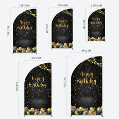 Aperturee - Aperturee Gold Balloons Glitter Bokeh Birthday Half Moon Arch Backdrop