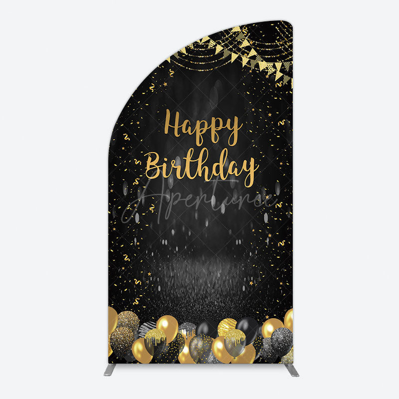 Aperturee - Aperturee Gold Balloons Glitter Bokeh Birthday Half Moon Arch Backdrop