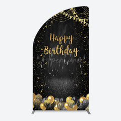 Aperturee - Aperturee Gold Balloons Glitter Bokeh Birthday Half Moon Arch Backdrop