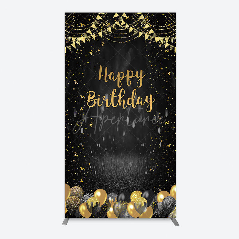 Aperturee - Aperturee Gold Balloons Glitter Bokeh Birthday Rectangle Backdrop
