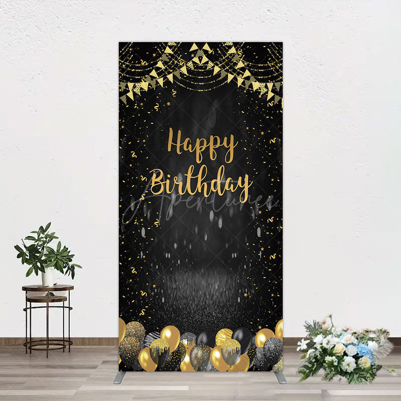 Aperturee - Aperturee Gold Balloons Glitter Bokeh Birthday Rectangle Backdrop