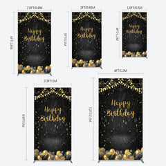 Aperturee - Aperturee Gold Balloons Glitter Bokeh Birthday Rectangle Backdrop