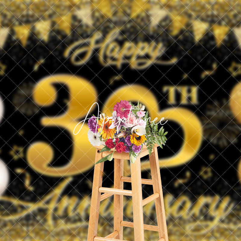 Aperturee - Aperturee Gold Balloons Happy 30Th Anniversary Backdrop