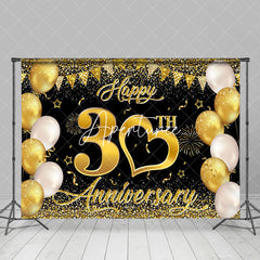 Aperturee - Aperturee Gold Balloons Happy 30Th Anniversary Backdrop