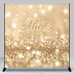 Aperturee - Aperturee Gold Bokeh Glitter Custom Name Birthday Bash Backdrop