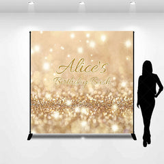 Aperturee - Aperturee Gold Bokeh Glitter Custom Name Birthday Bash Backdrop