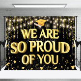Aperturee - Aperturee Gold Bokeh We Are So Proud of You Graduation Backdrop Class of 2026 Celebration Banner