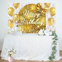 Aperturee - Aperturee Gold Bow Balloon Bokeh Vibe Happy Birthday Backdrop