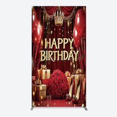 Aperturee - Aperturee Gold Burgundy Gift Box Rose Birthday Rectangle Backdrop